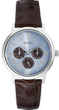 Guess Wafer Analog Blue Dial Brown Leather Strap Watch For Men - W0496G2 Authentic Buy Shop Now