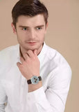 Guess Wafer Analog Blue Dial Brown Leather Strap Watch For Men - W0496G2 Authentic Buy Shop Now