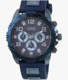 Guess Velocity Chronograph Blue Dial Blue Rubber Steel Strap Watch for Men - W0599G4 Authentic Buy Shop Now