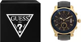 Guess Pinnacle Chronograph Quartz Blue Dial Blue Leather Strap Watch For Men - W0673G2 Authentic Buy Shop Now