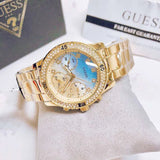 Guess Confetti Diamonds Gold Dial Gold Steel Strap Watch for Women - W0774L2 Authentic Buy Shop Now