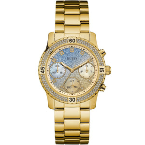 Guess Confetti Diamonds Gold Dial Gold Steel Strap Watch for Women - W0774L2 Authentic Buy Shop Now