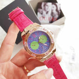 Guess Limelight Quartz Multicolor Dial Red Leather Strap Watch For Women - W0775L4 Authentic Buy Shop Now