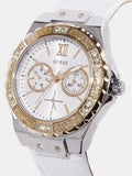 Guess Limelight Quartz Silver Dial White Leather Strap Watch For Women - W0775l8 Authentic Buy Shop Now