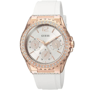 Guess Starlight Diamonds White Dial White Rubber Strap Watch for Women - W0846L5 Authentic Buy Shop Now