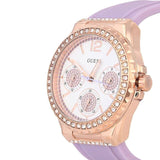 Guess Starlight Diamonds White Dial Purple Rubber Strap Watch for Women - W0846L6 Authentic Buy Shop Now