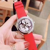 Guess G-Twist Silver Dial Red Rubber Strap Watch for Women - W0911L9 Authentic Buy Shop Now