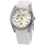 Guess Wanderlust Crystals Silver Dial White Rubber Strap Watch for Women - W1059L1 Authentic Buy Shop Now