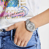 Guess Bedazzle Diamonds Silver Dial Silver Steel Strap Watch For Women - W1097L1 Authentic Buy Shop Now