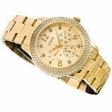 Guess Bedazzle Diamonds Gold Dial Gold Steel Strap Watch For Women - W1097L2 Authentic Buy Shop Now