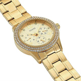 Guess Bedazzle Diamonds Gold Dial Gold Steel Strap Watch For Women - W1097L2 Authentic Buy Shop Now