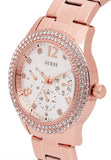 Guess Bedazzle Diamonds Silver Dial Rose Gold Steel Strap Watch For Women - W1097L3 Authentic Buy Shop Now