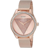 Guess Tri Glitz Quartz Diamonds Rose Gold Dial Rose Gold Mesh Bracelet Watch For Women - W1142L4 Authentic Buy Shop Now