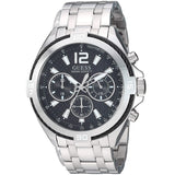 Guess Surge Chronograph Black Dial Silver Steel Strap Watch for Men - W1258G1 Authentic Buy Shop Now