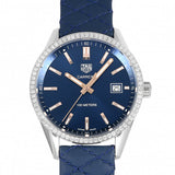Tag Heuer Carrera Quartz Diamonds Blue Dial Blue Leather Strap Watch for Women - WAR1114.FC6391 Authentic Buy Shop Now