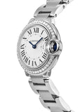 Cartier Ballon Bleu De Cartier Diamonds White Dial Silver Steel Strap Watch for Women - W4BB0015 Authentic Buy Shop Now