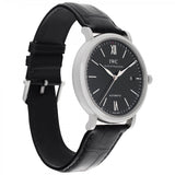 IWC Portofino Automatic Black Dial Black Leather Strap Watch for Men - IW356502 Authentic Buy Shop Now