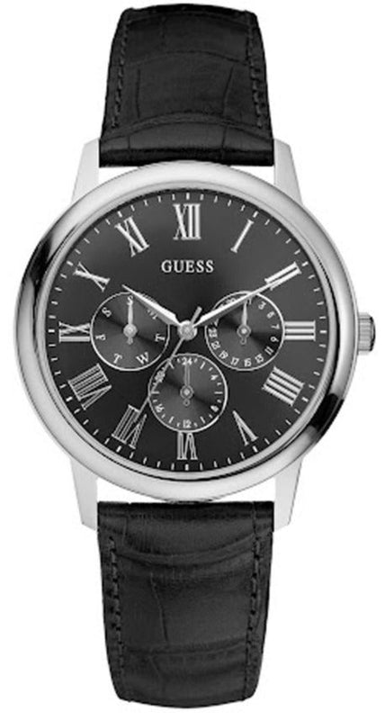 Guess Wafer Analog Black Dial Black Leather Strap Watch For Men - W70016G1 Authentic Buy Shop Now