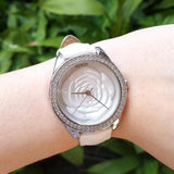 Guess Rosette Analog White Dial White Leather Strap Watch For Women - W75043L1 Authentic Buy Shop Now