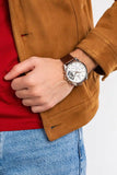 Tommy Hilfiger Baker Chronograph White Dial Brown Leather Strap Watch For Men - 1710450 Authentic Buy Shop Now