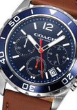 Coach Kent Chronograph Blue Dial Brown Leather Strap Watch for Men - 14602560 Authentic Buy Shop Now