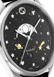 Gucci G-Timeless Moonphase Black Dial Black Leather Strap Watch For Men - YA126327 Authentic Buy Shop Now