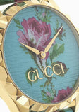 Gucci G Timeless Floral Turquoise Dial Turquoise Leather Strap Watch For Women - YA1264085 Authentic Buy Shop Now