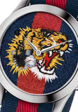 Gucci G Timless Le Marche Des Merveilles Blue & Red Dial Blue & Red Nylon Strap Unisex Watch - YA126495 Authentic Buy Shop Now