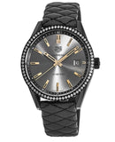 Tag Heuer Carrera Diamonds Anthracite Black Dial Black Leather Strap Watch for Women - WAR1115.FC6392 Authentic Buy Shop Now