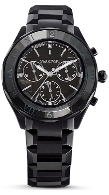 Swarovski Dextera Chronograph Black Dial Black Steel Strap Watch for Women - 5641393 Authentic Buy Shop Now