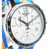 Tissot Quickster Chronograph NBA New York Kicks White Dial Multicolored Nato Strap Watch For Men - T095.417.17.037.06 Authentic Buy Shop Now