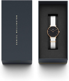Daniel Wellington Classic Petite Dover Black Dial White NATO Strap Watch For Women - DW001000314 Authentic Buy Shop Now