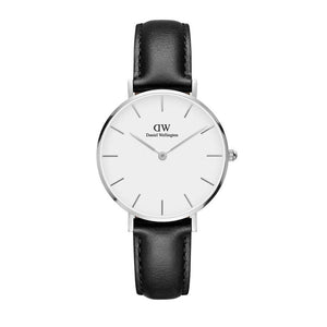 Daniel Wellington Classic Petite Sheffield White Dial Black Leather Strap Watch For Women - DW00100186 Authentic Buy Shop Now