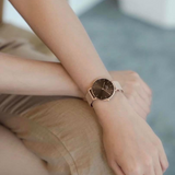 Daniel Wellington Petite Melrose Brown Dial Rose Gold Mesh Strap Watch For Women - DW00100477 Authentic Buy Shop Now