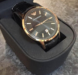 Emporio Armani Renato Quartz Black Dial Black Leather Strap Watch For Men - AR2425 Authentic Buy Shop Now