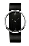 Calvin Klein Glam Transparent Dial Black Leather Strap Watch for Women - K9423107 Authentic Buy Shop Now