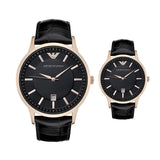 Emporio Armani Renato Quartz Black Dial Black Leather Strap Watch For Men - AR2425 Authentic Buy Shop Now