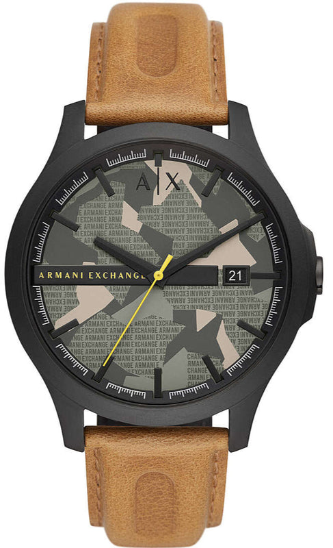 Armani Exchange Hampton Chronograph Green Dial Brown Leather Strap Watch For Men - AX2412 Authentic Buy Shop Now