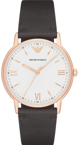 Emporio Armani Dress Quartz White Dial Brown Leather Strap Watch For Men - AR11011 Authentic Buy Shop Now