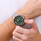 Emporio Armani Diver Chronograph Green Dial Silver Steel Strap Watch For Men - AR11500 Authentic Buy Shop Now