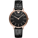 Emporio Armani Kappa Quartz Black Dial Black Leather Strap Watch For Women - AR11064 Authentic Buy Shop Now