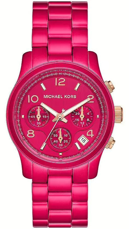 Michael Kors Runway Chronograph Limited Edition Pink Dial Pink Steel Strap Watch for Women - MK7478LE Authentic Buy Shop Now
