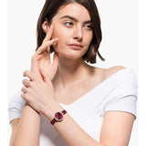 Swarovski Crystal Flower Red Dial Red Leather Strap Watch for Women - 5552780 Authentic Buy Shop Now