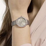 Swarovski Crystal Frost Grey Dial Grey Leather Strap Watch for Women - 5484067 Authentic Buy Shop Now