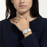 Swarovski Crystal Frost Silver Dial White Leather Strap Watch for Women - 5484070 Authentic Buy Shop Now