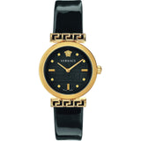 Versace Greca Meander Black Dial Black Leather Strap Watch for Women - VELW00420 Authentic Buy Shop Now