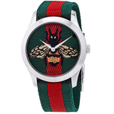 Gucci Le Marche des Merveilles Red & Green Dial Red & Green Nylon Strap Unisex Watch - YA1264060 Authentic Buy Shop Now