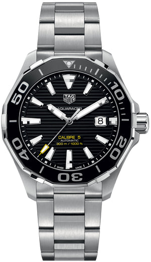 Tag Heuer Aquaracer Black Dial Silver Steel Strap Strap Watch for Men - WAY201A.BA0927 Authentic Buy Shop Now