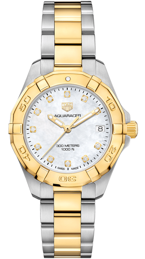 Tag Heuer Aquaracer White Mother of Pearl Dial Two Tone Steel Strap Watch for Women - WBD1322.BB0320 Authentic Buy Shop Now