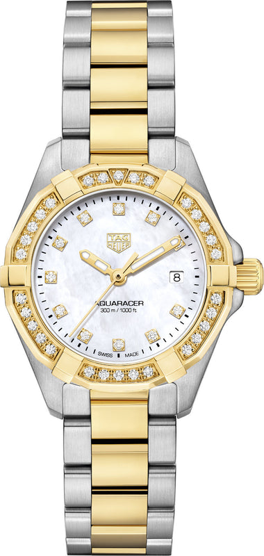 Tag Heuer Aquaracer Quartz Diamonds Mother of Pearl Dial Two Tone Steel Strap Watch for Women - WBD1423.BB0321 Authentic Buy Shop Now